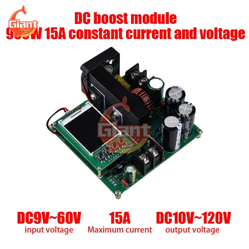 

DC 8V-60V 900W Boost Converter Power Module 900W 15A CNC LCD Display CC CV Step Up Voltage Regulator Power Supply Module