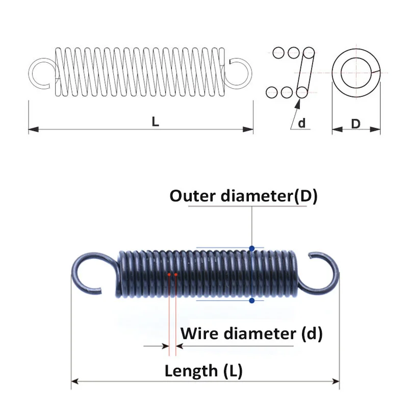 

1 pcs steel tension spring with hooks extension spring furnace spring od 12-25mm length 35-100mm wire diameter 2/2.3mm