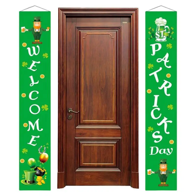 

Happy St. Patrick'S Day Porch Sign Irish Shamrock Porch Signs Hanging Ornament Irish Lucky Shamrock Welcome Banner St Patrick's