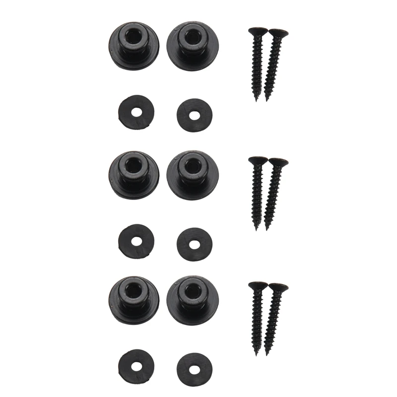 

New 6Pcs Mushroom Head Guitar Strap Buttons Strap For Electric Acoustic Guitar Bass Parts,Black