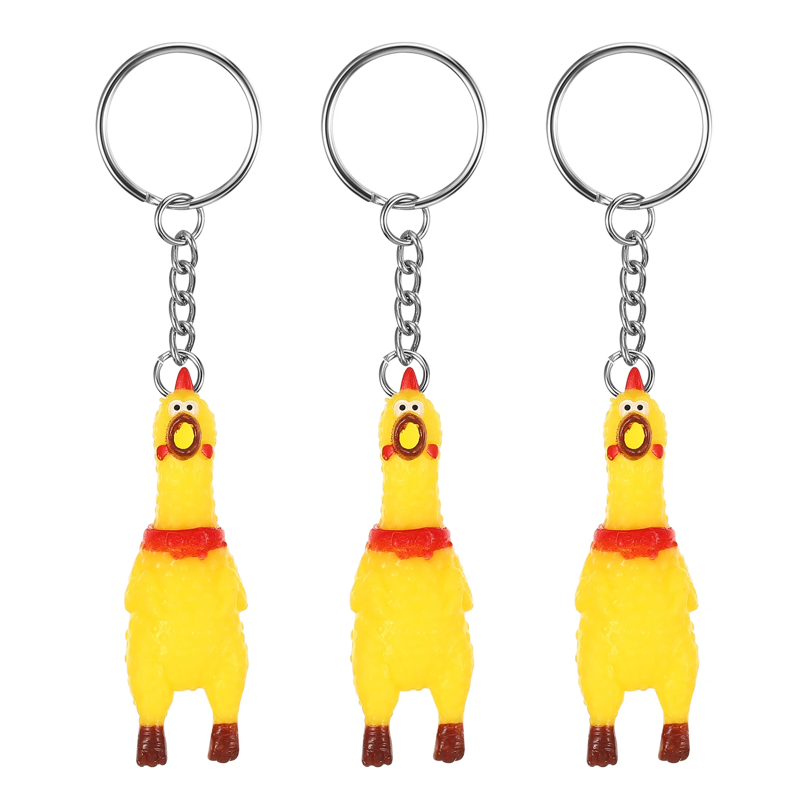 

3pcs Screaming Chicken Key Chains Shrilling Chicken Toy Pendants Party Favors Backpack Pendants