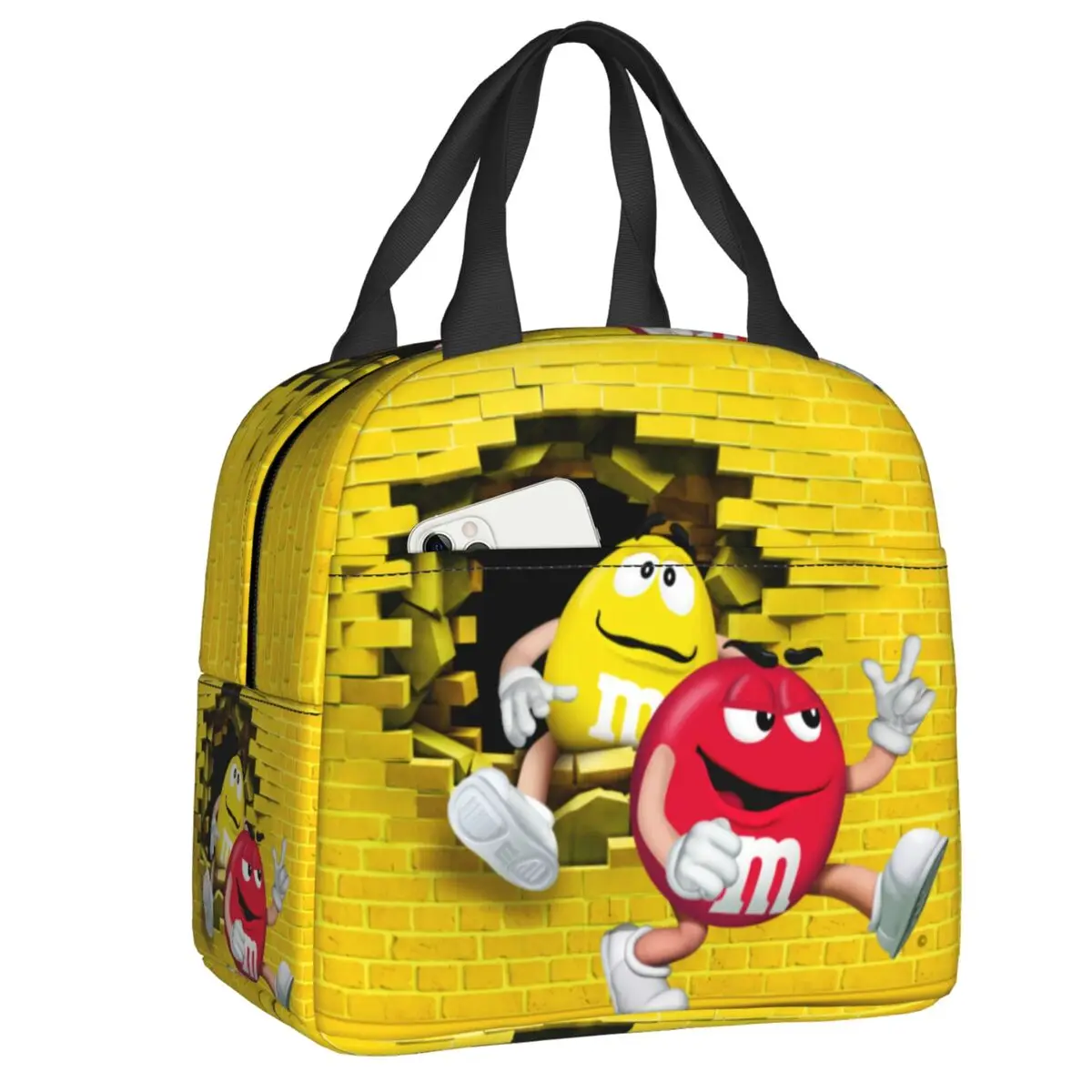 

M&M's Cartoon Chocolate Cooler Thermal Food Insulated Lunch Bag The Power Of Brand Voice Resuable Lunch Boxes School Children
