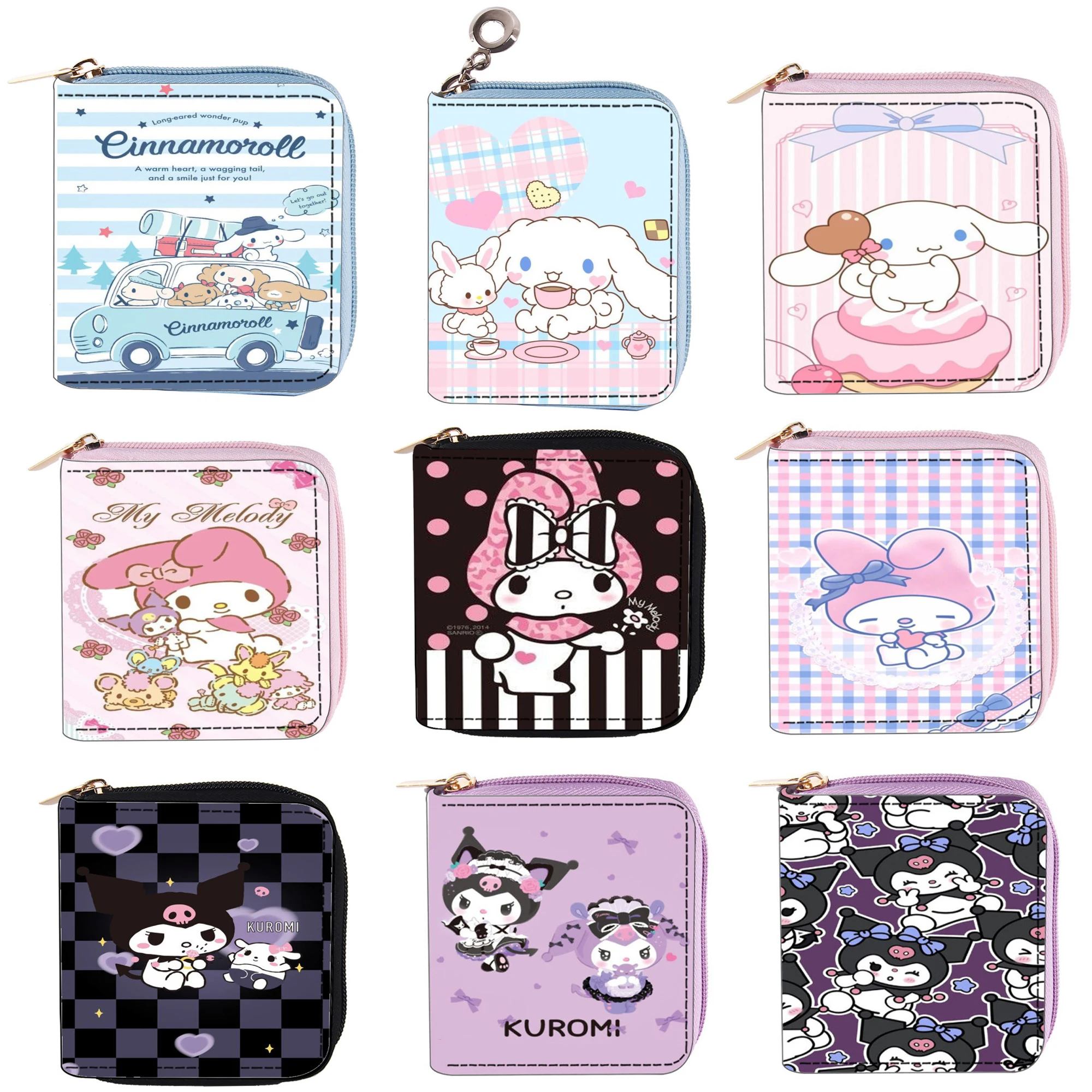 

Sanrios Cinnamoroll Kuromi Mymelody kawaii мультяшный женский кошелек из искусственной кожи короткий кошелек для монет милый держатель для кредитных карт подарок