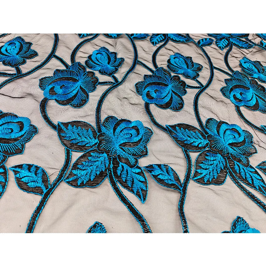 Синяя кружевная сетчатая ткань Kingtrend