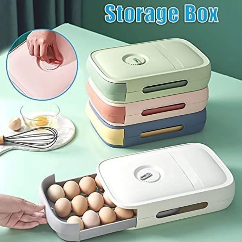 

Drawer Type Egg Storage Box Refrigerator Storage Box Fresh Keeping Box Dumpling Box Household Eggs Holder Food Storage Kitchen