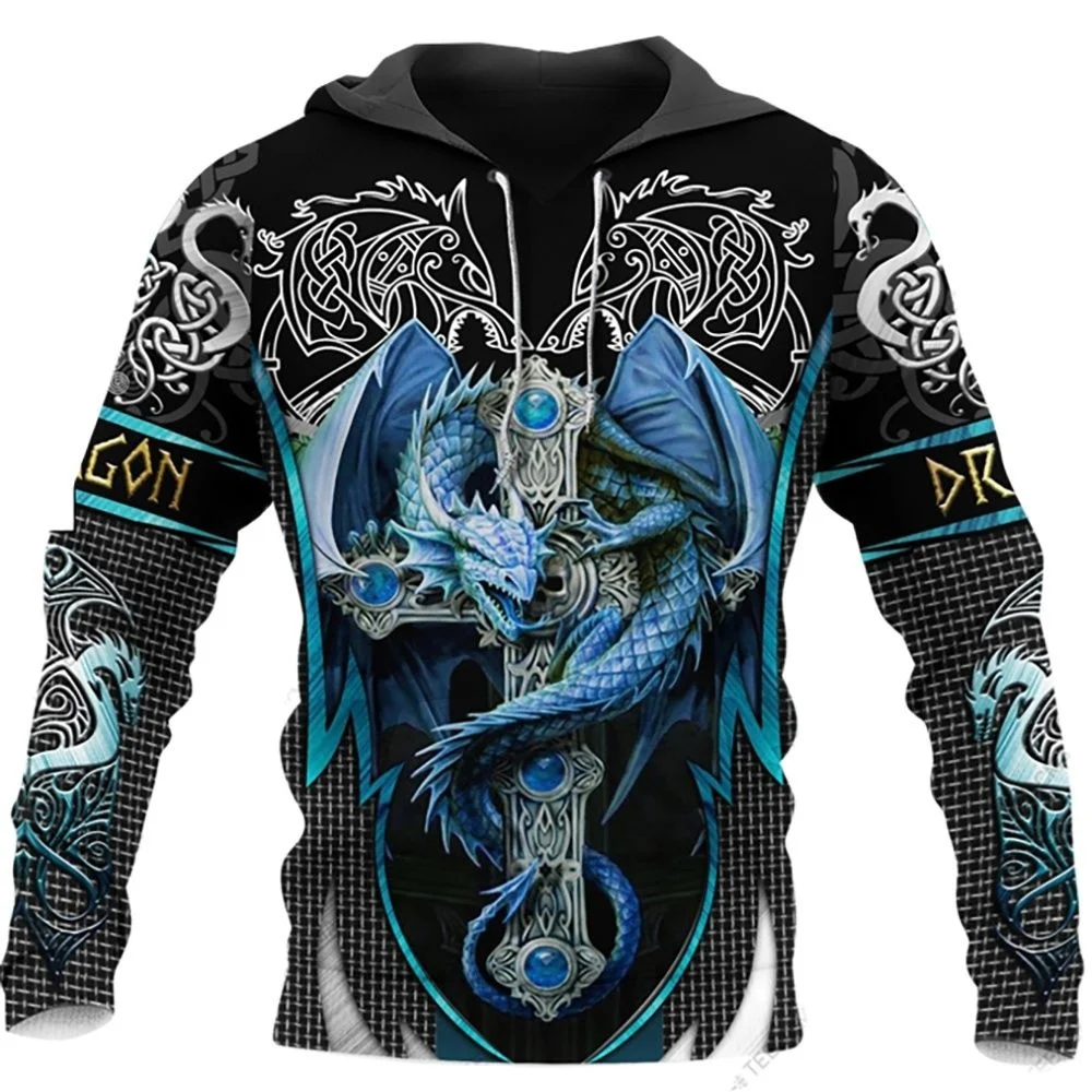 

3D Printed Western Draon Men's oodie Animal Pattern Sweatsirt Tops Sprin And Autumn Fasion Oversized Loose ooded Clotes