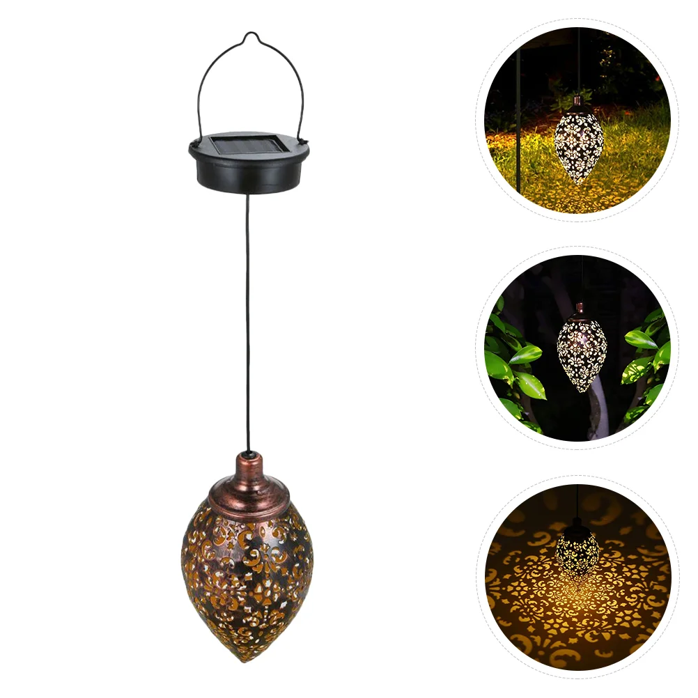 

1pc Iron Art Hollow Solar Lantern Outdoor Solar Lamp Garden Hanging Lantern