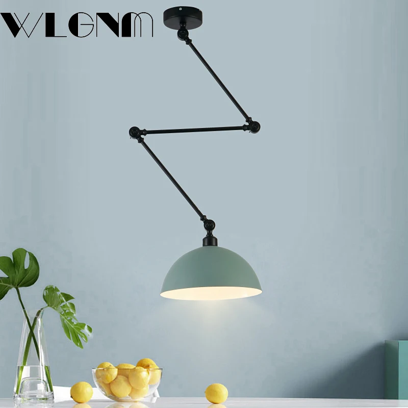 

Nordic Creative Adjustable Long Arm Chandelier Iron Art Aluminum Sconces LED Ceiling Lights For Bedroom Living Room Decoration