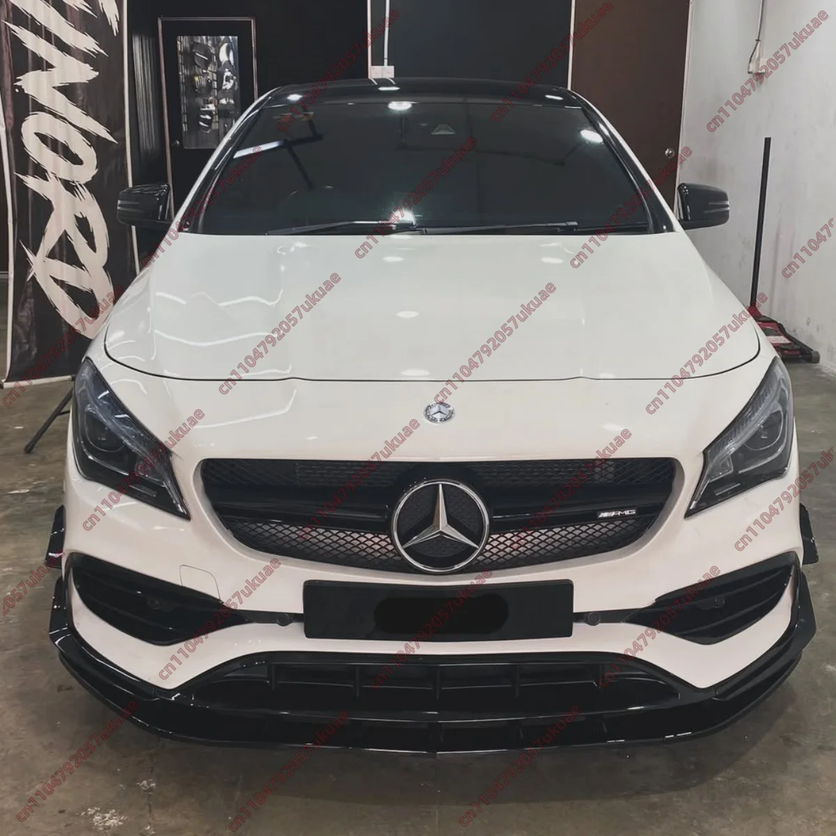 Фото Накладка-сплиттер на передний бампер для Mercedes-Benz CLA Class C117 X117 AMG-Line / 45 2016-2019 (рестайлинг), тюнинг-комплект под бампер №2