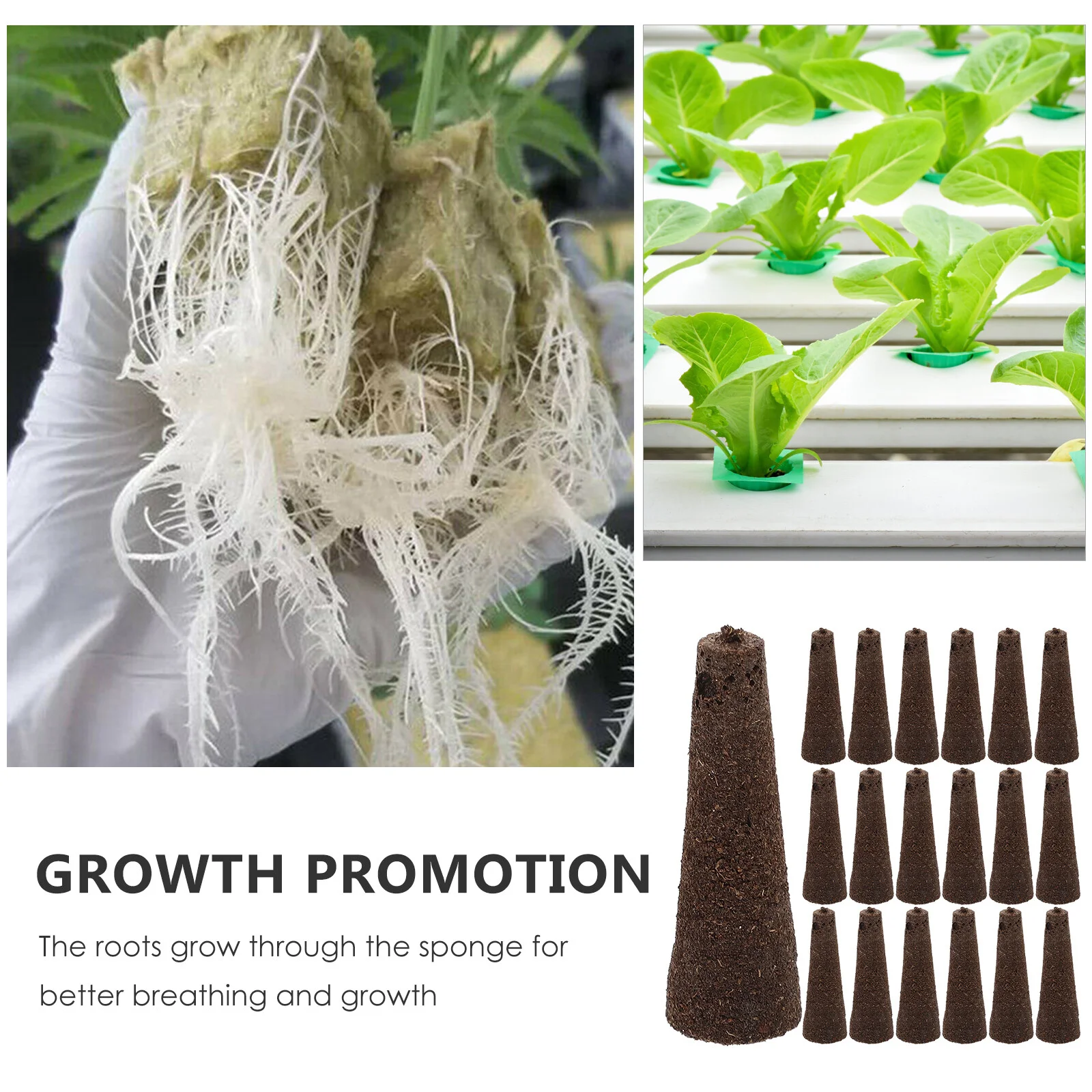 

50 Pcs Cultivate Seedlings Vegetable Grow Sponges Planting Hydroponic Peat For Green House Balcony Cone Shape