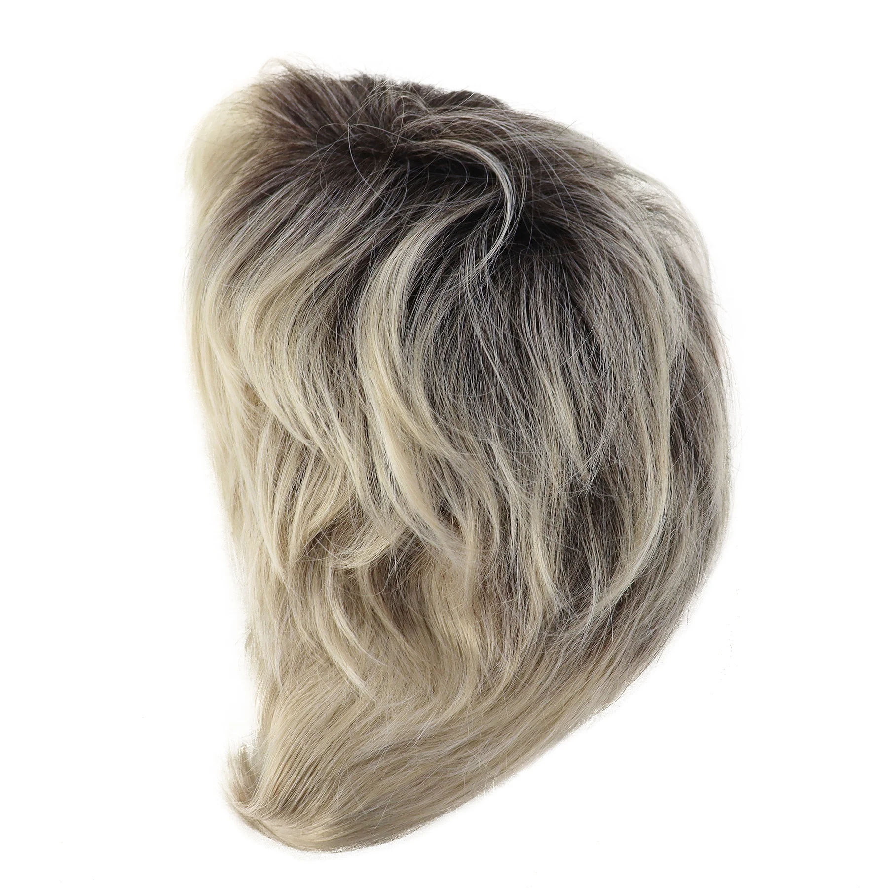 GNIMEGIL Blonde Wigs with Bangs for Women Short Wig Natural Hairstyle Dark Roots Ombre Hair Replacement Wigs Synthetic Fiber