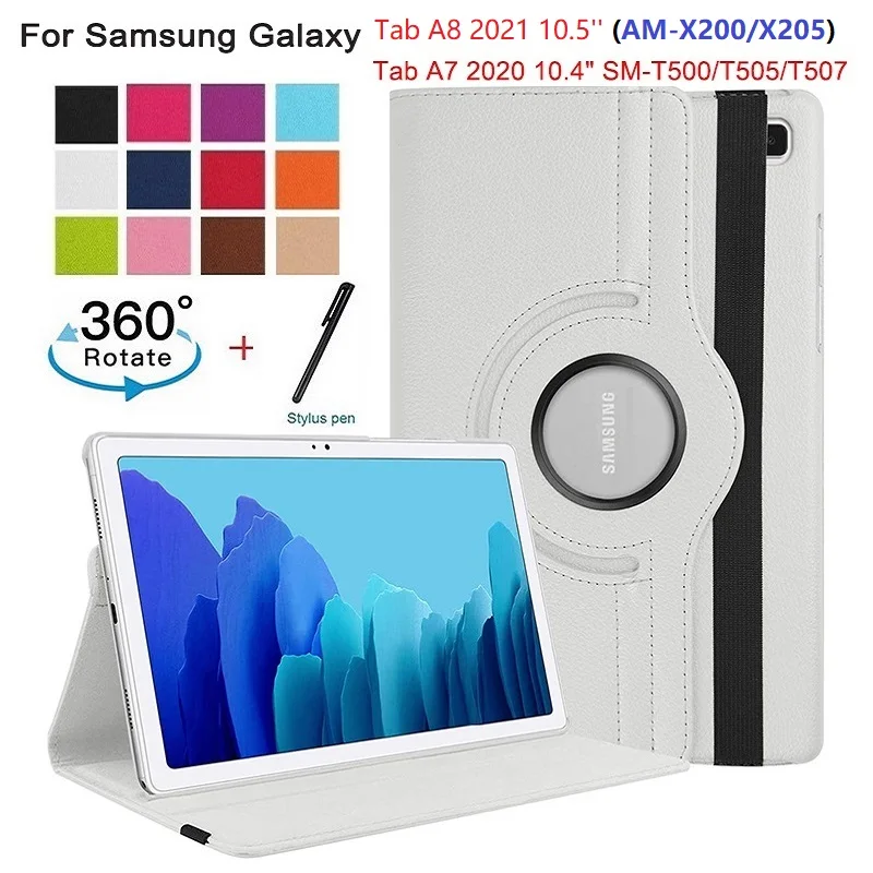 

Чехол для Samsung Galaxy Tab A8 10,5, 2021 дюймов, для Samsung Tab A7, 10,4 дюймов, чехол-подставка с поворотом на 360 градусов, чехол со стилусом