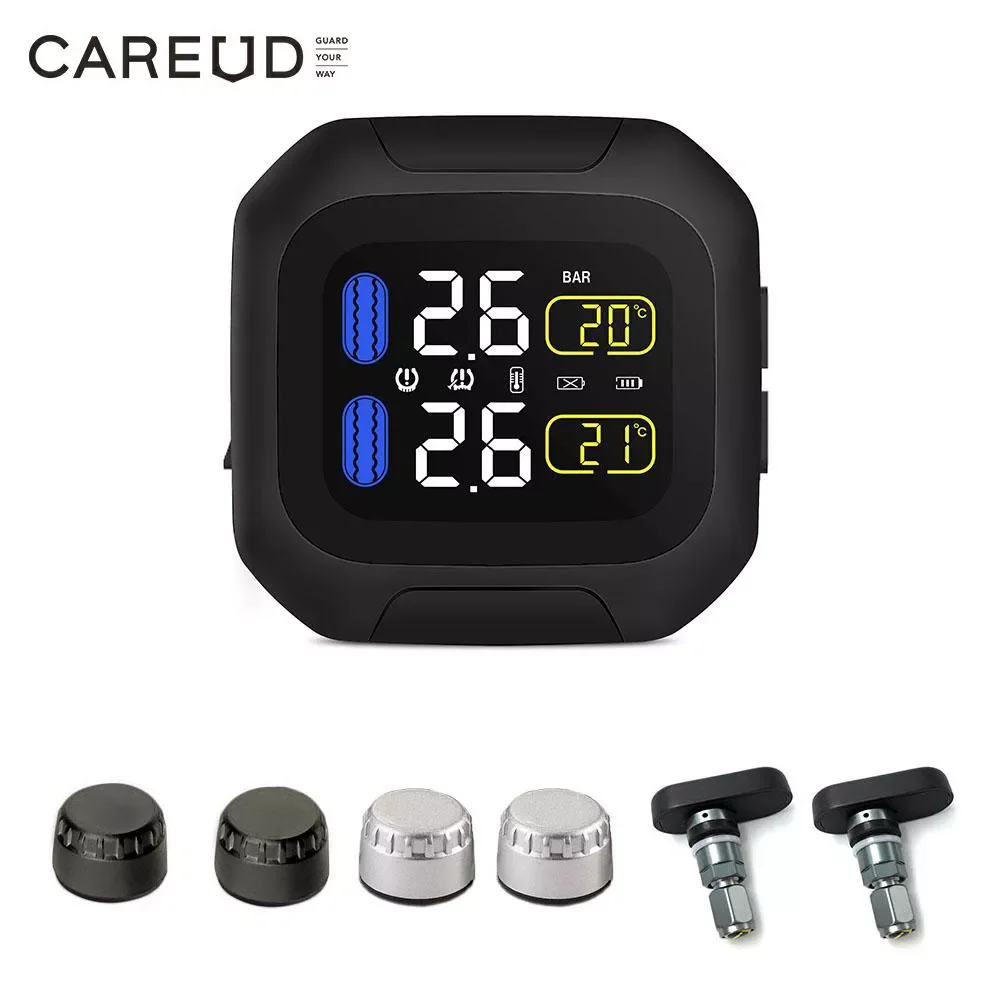 

Original Wireless Motorcycle TPMS Tire Pressure Monitoring System Motor Tyre LCD Display Internal or External TH/WI Sensors