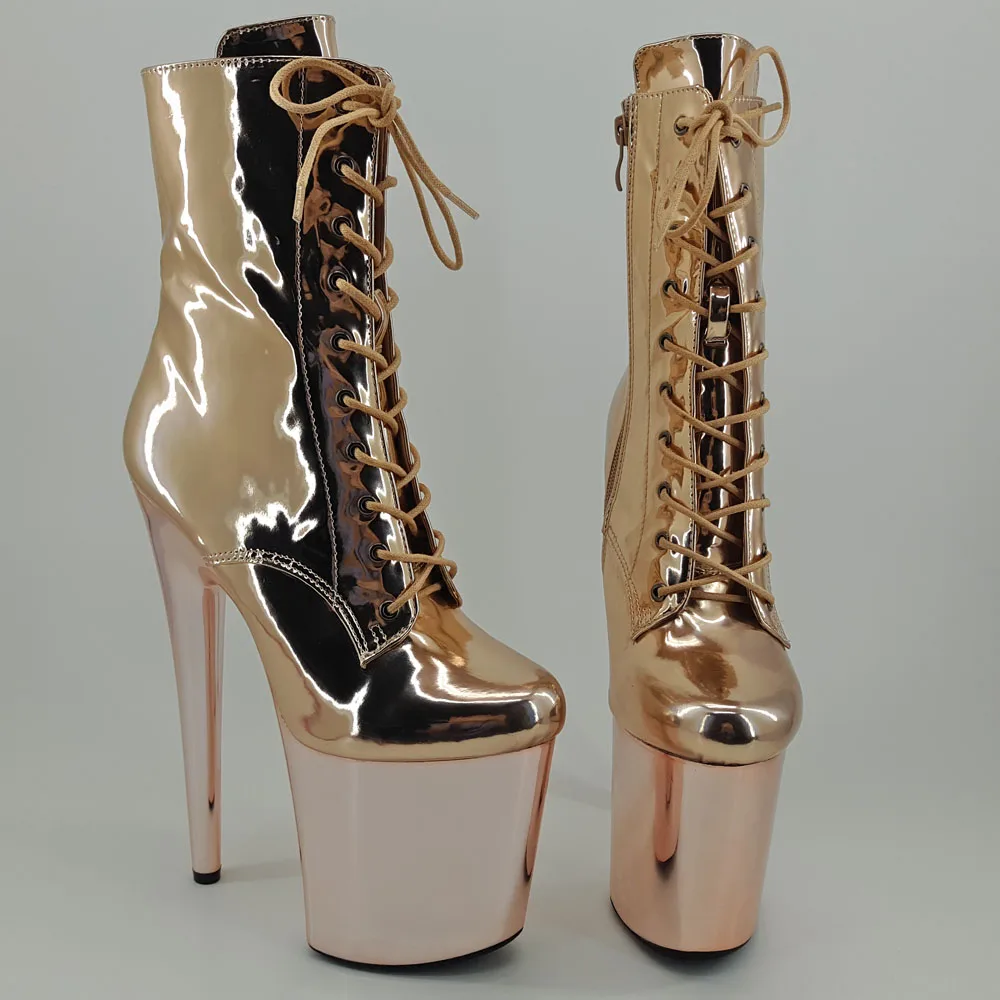 Leecabe Champagne 20CM/8inches Pole dancing shoes High Heel platform Boots closed toe Pole Dance boots