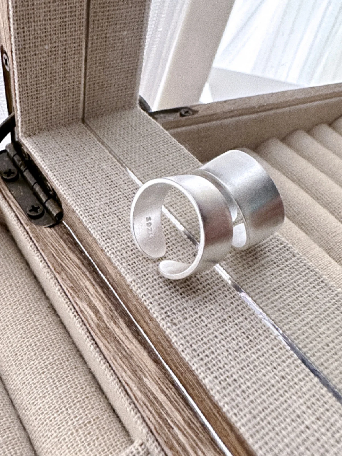 Легкая пластина простой браслет кольцо из стерлингового серебра широкая