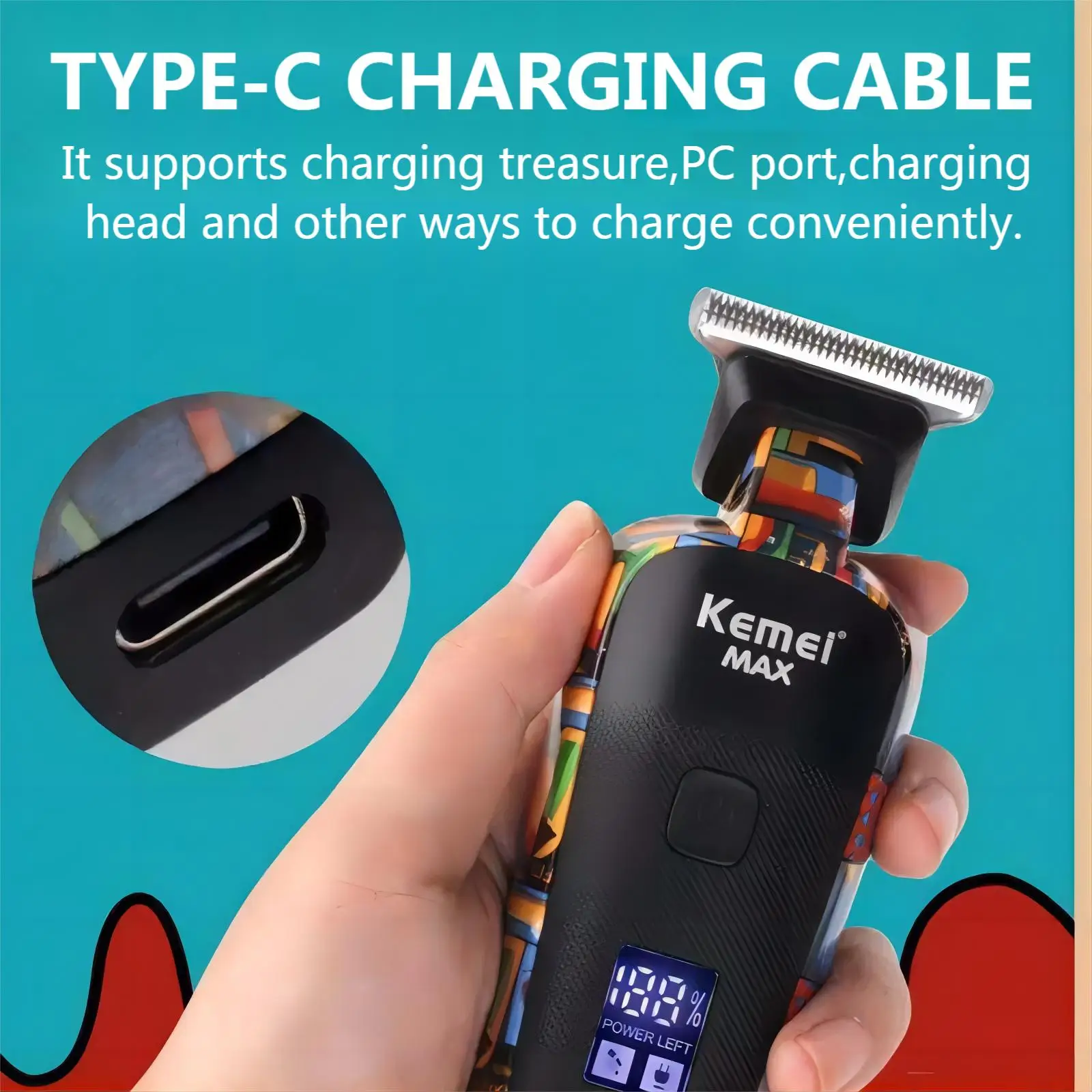 Kemei-5090 Машинка для стрижки волос с цифровым дисплеем Профессиональный