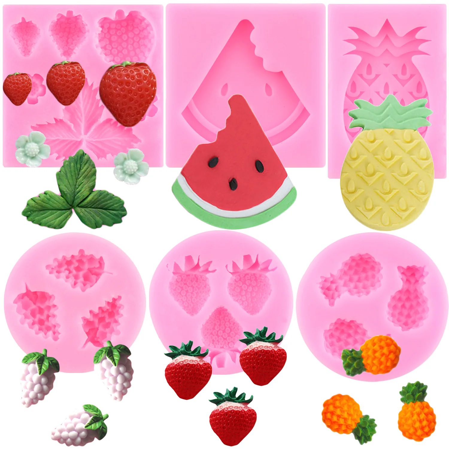 

Strawberry Pineapple Watermelon Silicone Fondant Mold Fruit Cake Decorating Tools Chocolate Gumpaste Moulds DIY Sugarcraft Mould