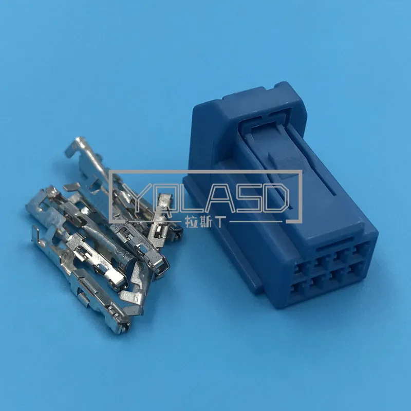 1 компл., 8-сторонний синий автомобильный разблокированный разъем переменного тока, Автомобильный штекер, гнездо, пластиковый корпус, соединитель кабеля, 6098-6522