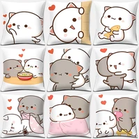 cartoon peach cat pattern series short plush decorative pillowcase square pillowcase home office decorative pillowcase