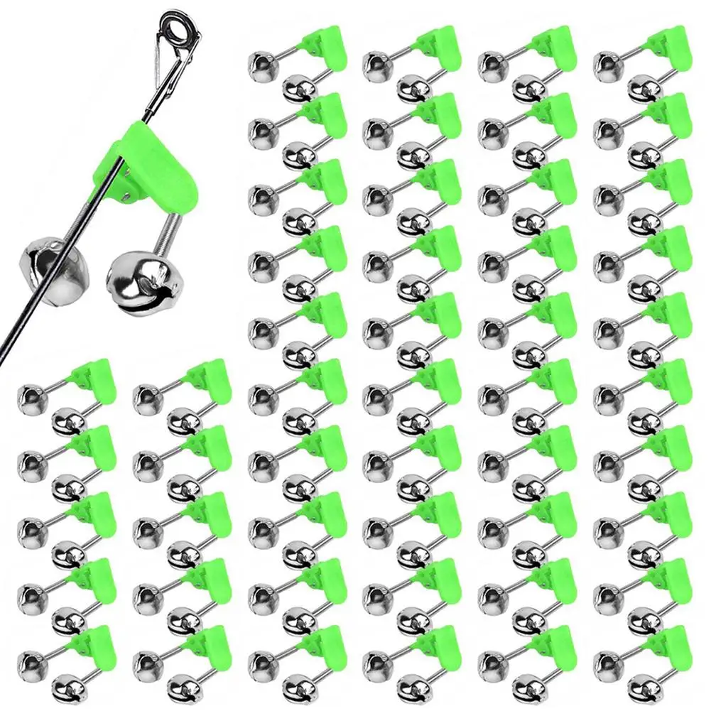 

50pcs Fishing Rod Alarm Bells Fishing Bells Clips With Dual Alert Bells Fishing Gear Accessories New Wholesale