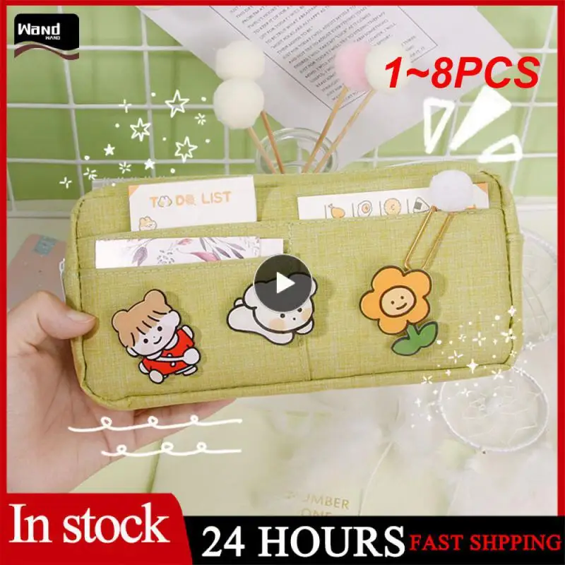 Case Cute Animal Badge Pink Pencilcases Large School Pencil 