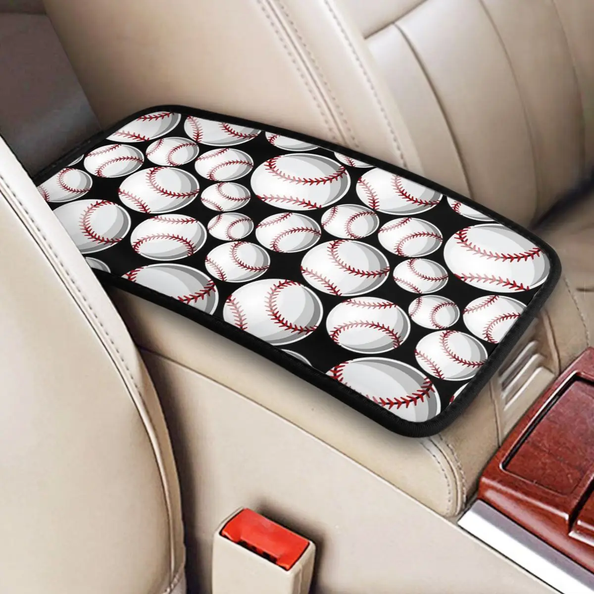 

Baseball Pattern Car Accessories Car Handrail Box Cushion Custom Print Non-slip Car Armrest Cover