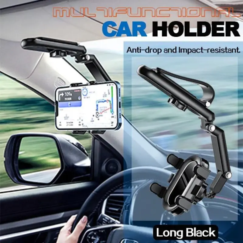 

Car Phone Holder Multifunctional 360 Degree Rotatable Auto Rearview Mirror Seat Hanging Clip Bracket Cell Phone Holder for Car