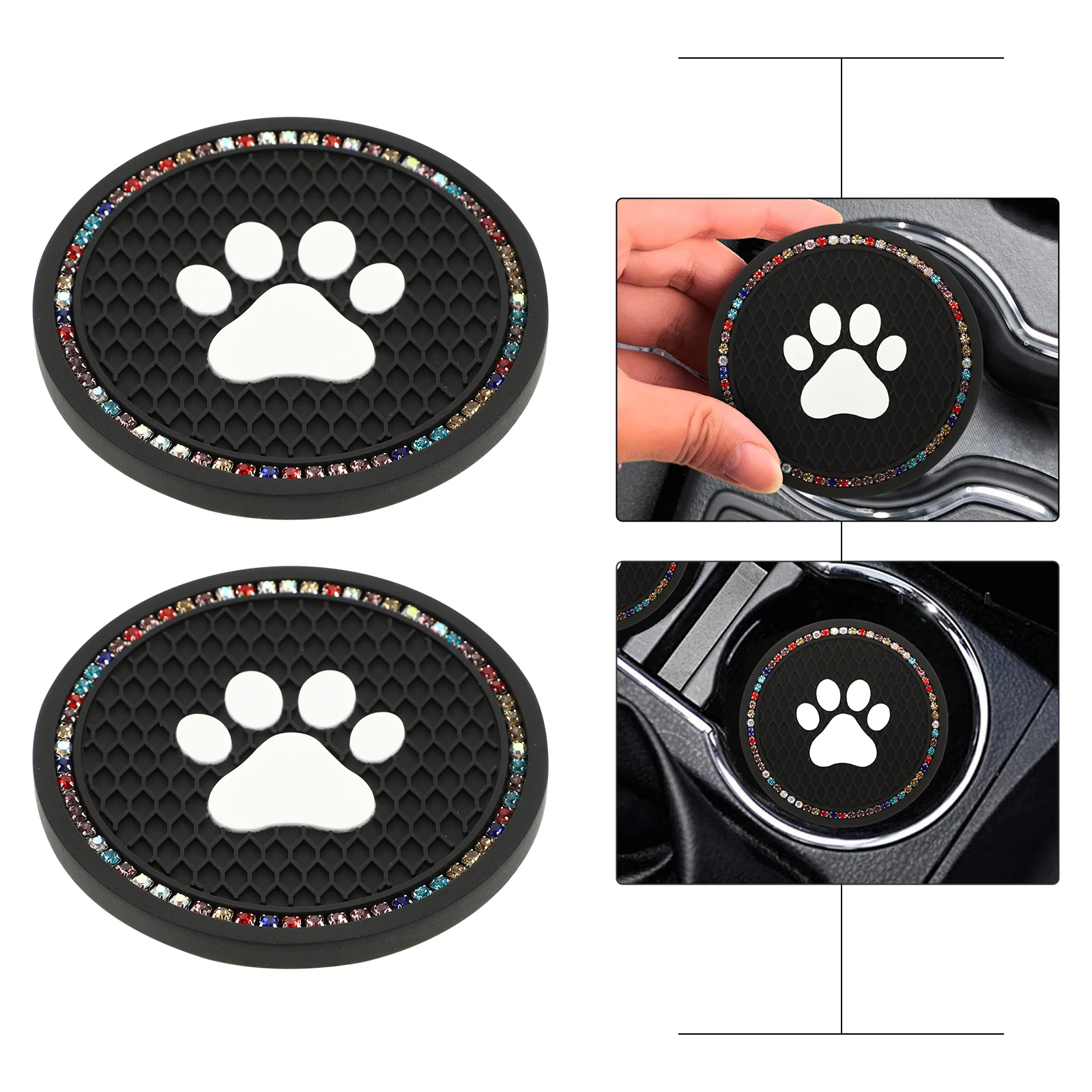 

2 Pcs Diamond Car Coaster Adorable Claw Pattern Cup Pad Car Coaster Car Cup Mats