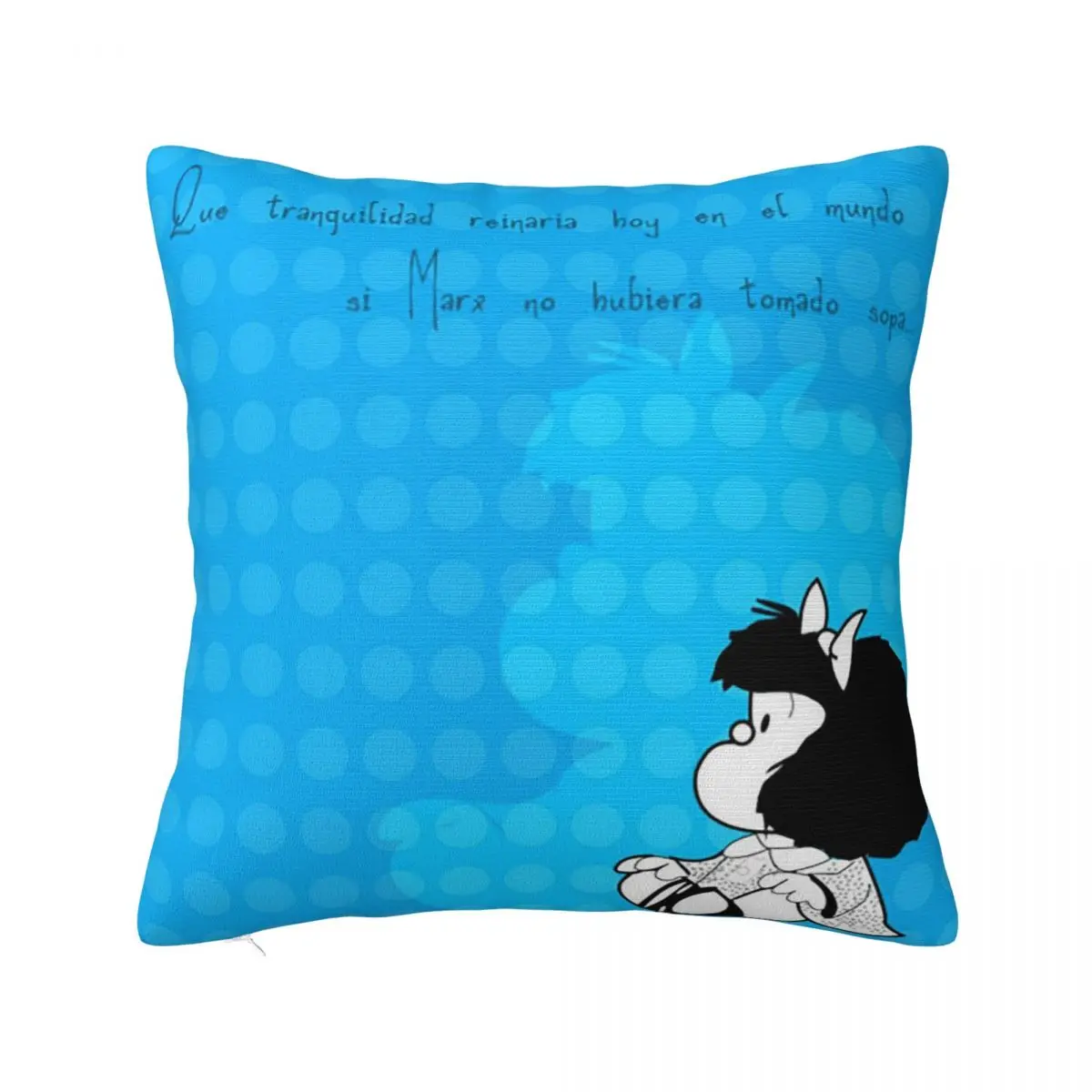 

Mafalda Cartoon Blue Pillowcase Printing Polyester Cushion Cover Decoration Anime Collage Pillow Case Cover Home Square 45*45cm