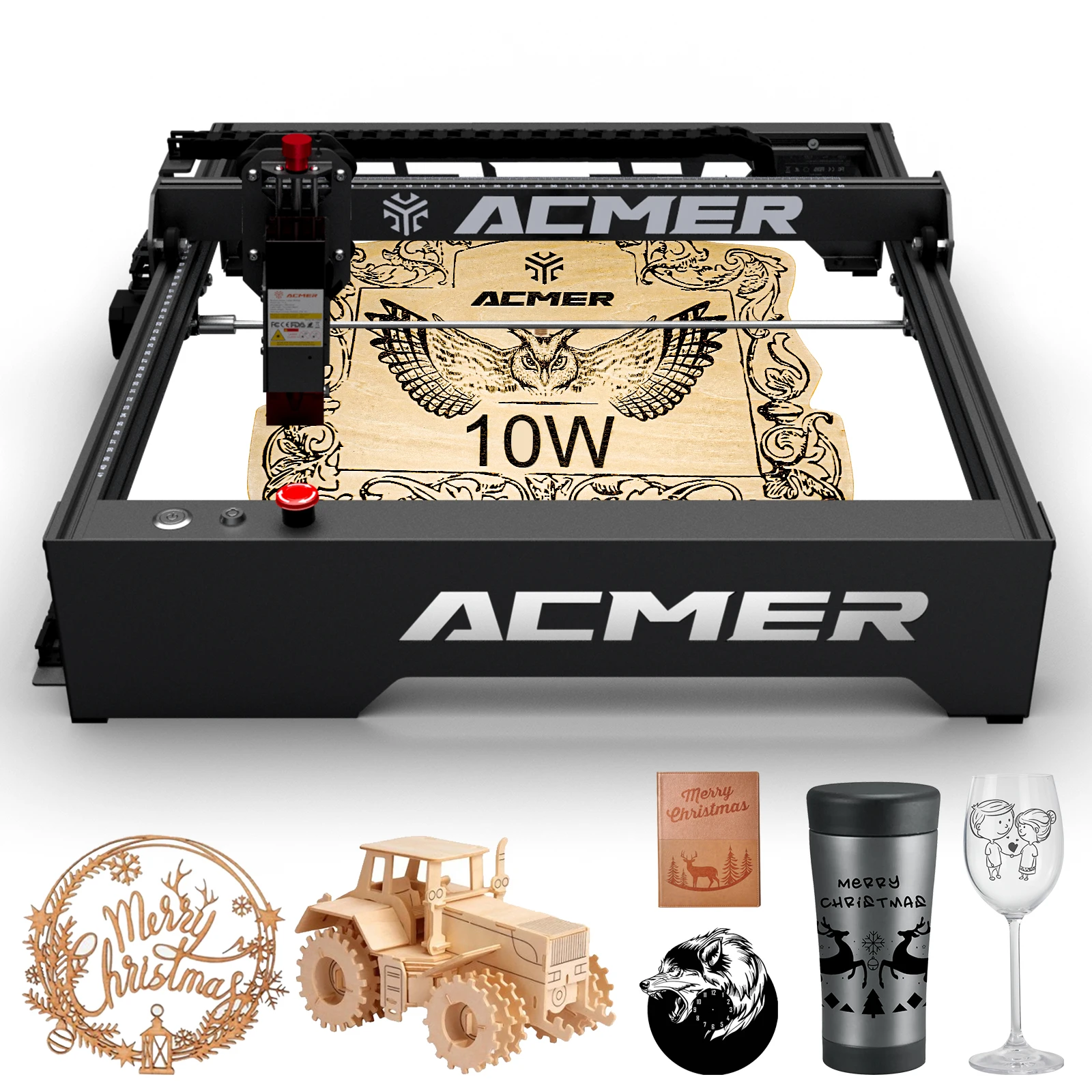 ACMER P1 10W Powerful Laser Engraver Machine With Wifi Control Laser Engraving Cutting Machine for Wood and Metal 400X410mm Size