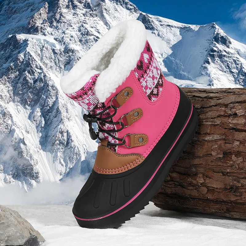 Snow Boots For Girls Winter Warmth Shoes For Kids Children Boots Boy Plush Padded Boot Kid Shoes Platform Boot Waterproof Сапоги