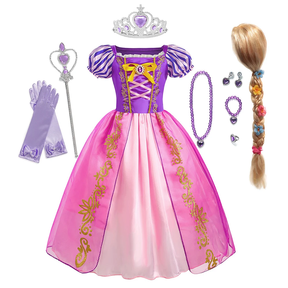 Платье принцессы Рапунцель Диснея для детей карнавал Хэллоуин нарядная одежда