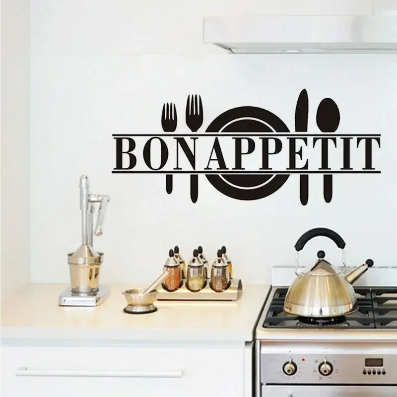 Bon Appetit наклейки на стену с едой для украшения кухни и комнаты съемные виниловые
