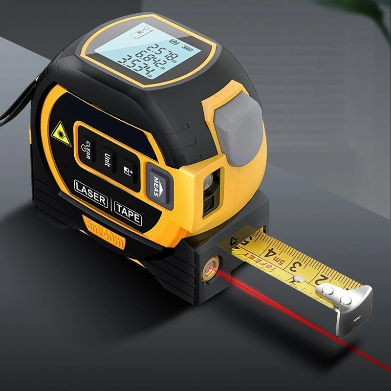 

3in1 Laser Rangefinder 5m Tape Measure Ruler LCD Display Distance Meter Measurement Device Area Volumes Surveying Equipment