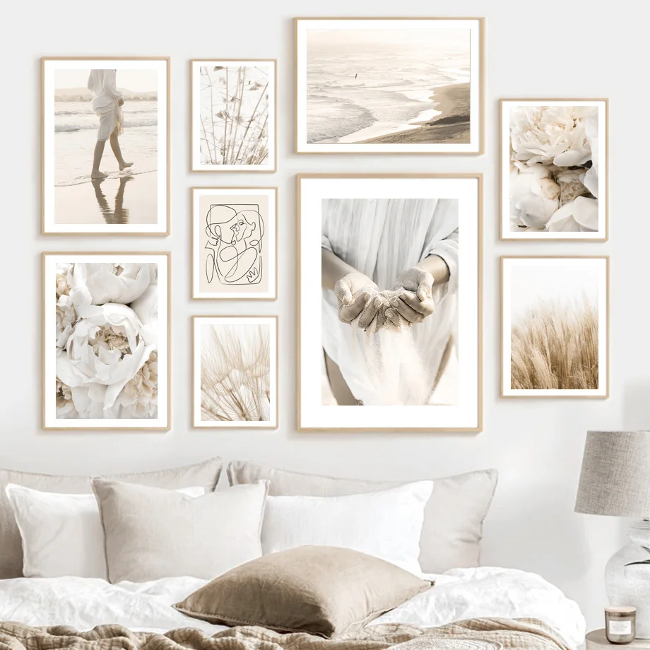 

Sand In Hand Dandelion Grass Peony Flower Beach Girl Wall Art Print Canvas Painting Nordic Poster Decor Pictures For Living Room