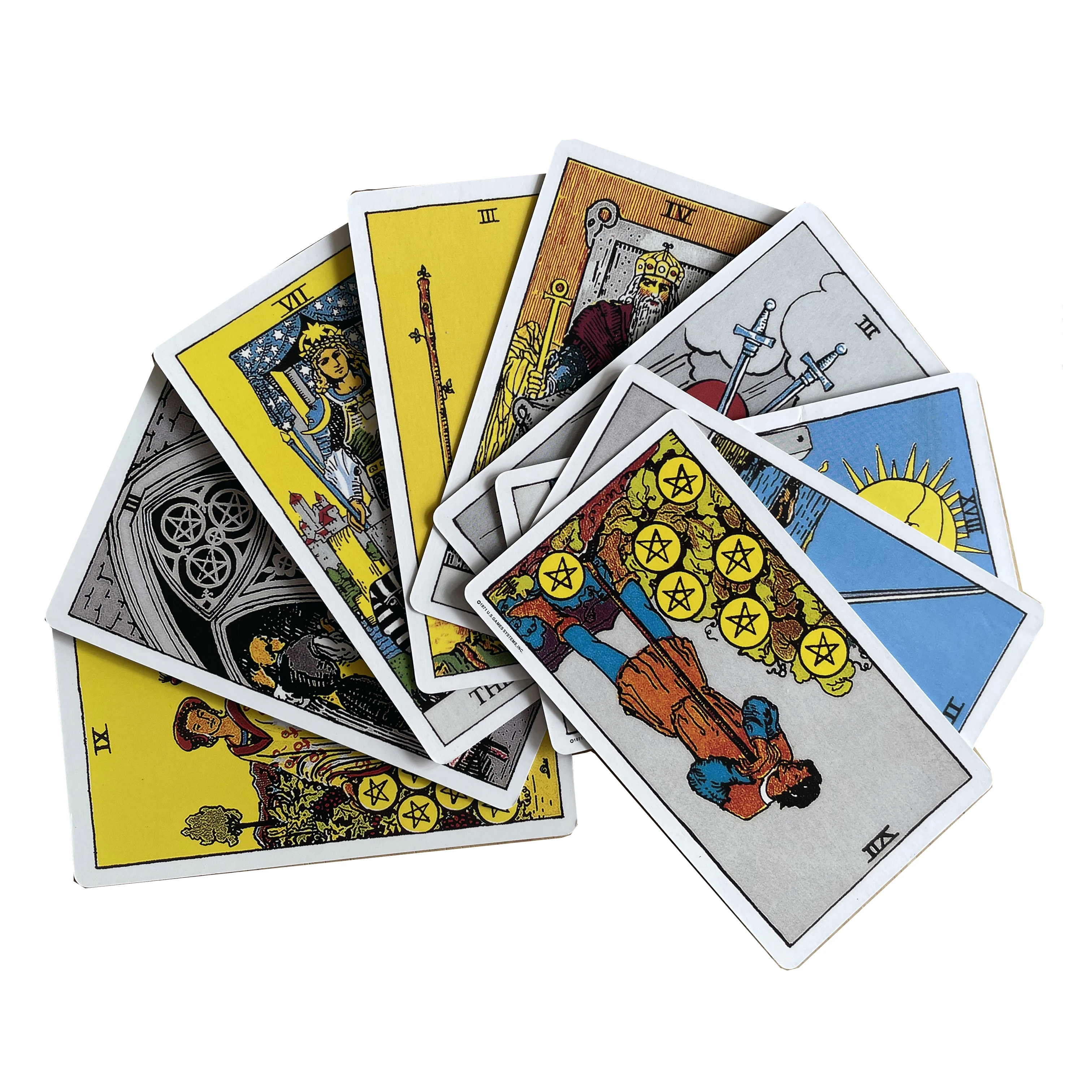 Rider Waite Tarot card deck for beginners , 78 beautiful group cards, yellow theme, 10*6 major group cards.
