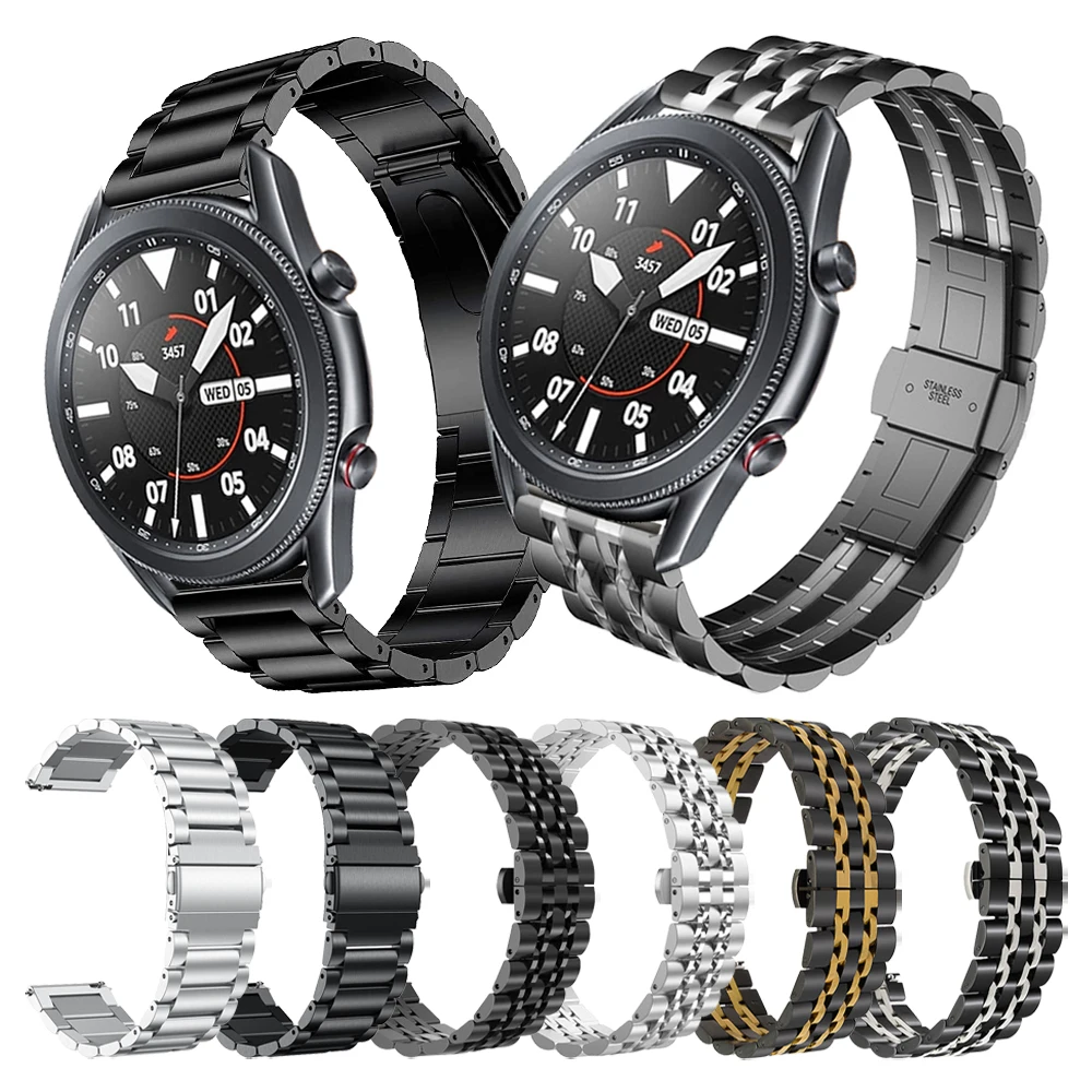 

Ремешок из нержавеющей стали для Samsung Galaxy Watch 3 45 мм 41 мм, классический металлический браслет для Samsung Galaxy Watch 3 45 мм Galaxy Watch 46 мм