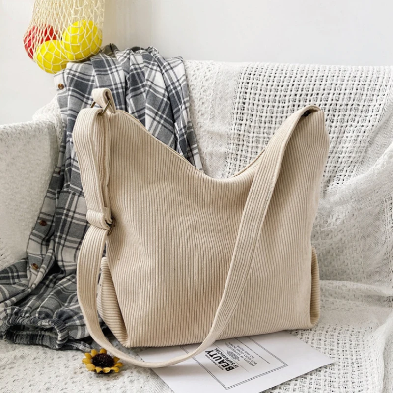 

Женская сумка-тоут, вельветовые сумки через плечо 2022, сумка-шоппер для девушек, модная повседневная сумка в европейском и американском ретр...