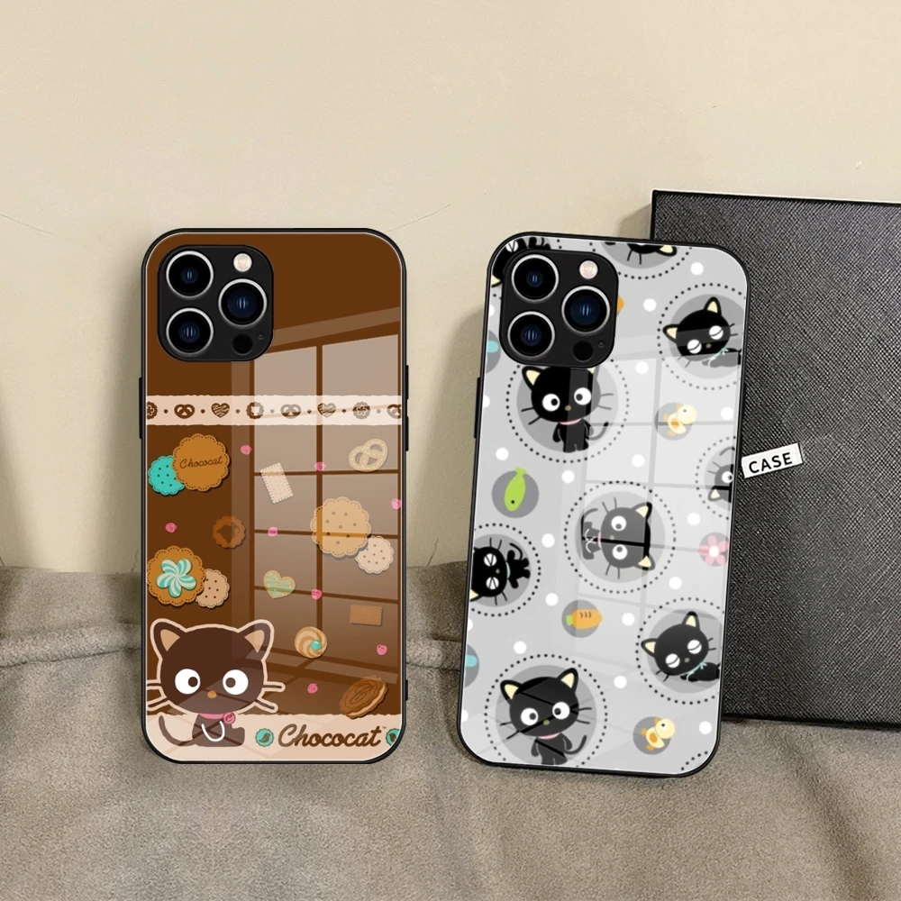 Чехол для телефона с милым мультяшным котом ChococatS стекло iPhone 16 Promax 15 Pro 14 Plus 13 12 mini