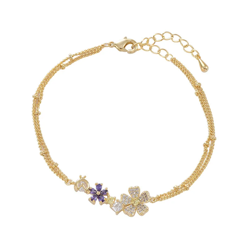 

Purple Diamond Daisy Bracelet Women Charm Daisy Flower Bracelet