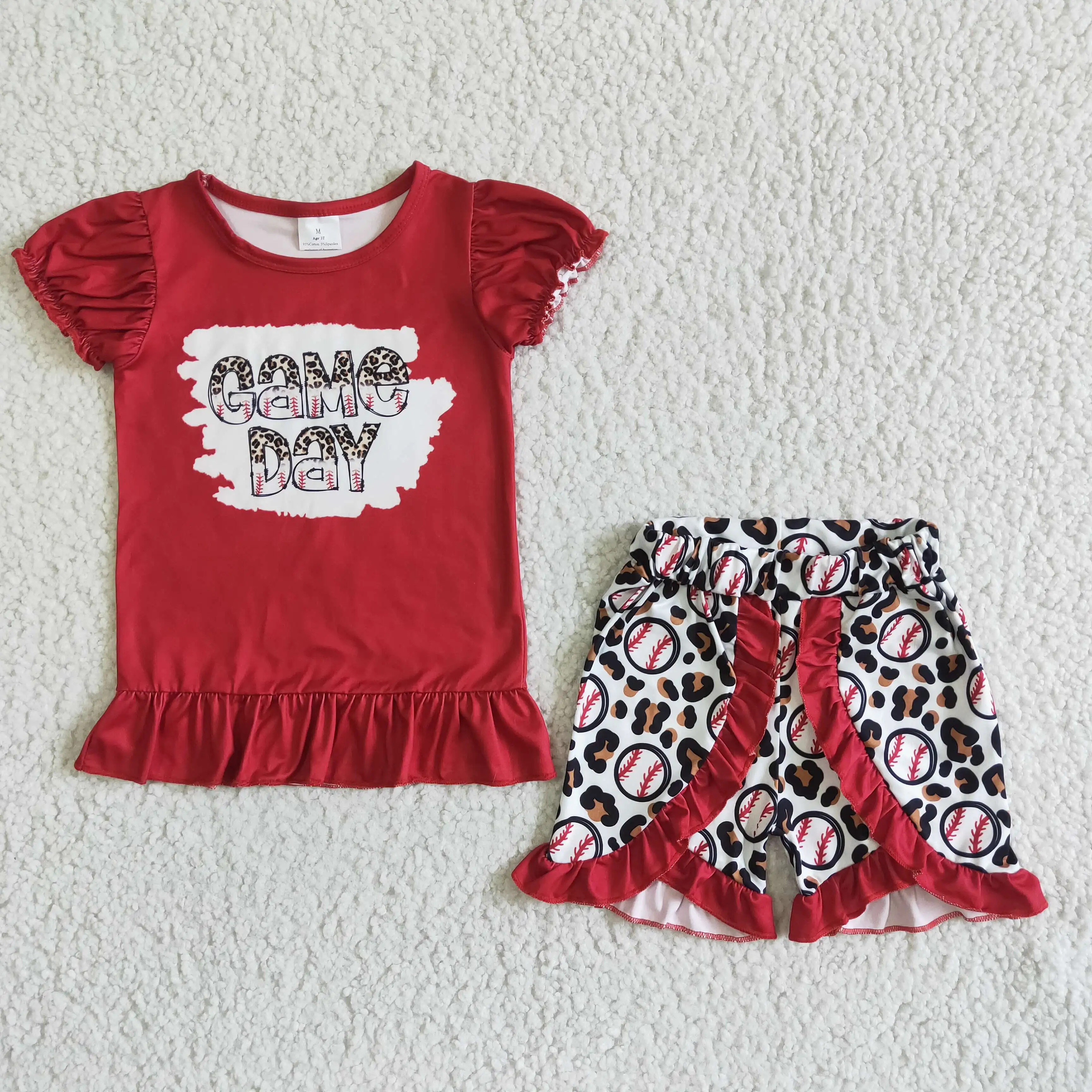 

hot sale kids girl ruffle shorts outfit boutique newborn baby girl clothes set baby girl summer outfit kids 2 pcs clothing set