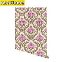 damask peel and stick wallpaper brownpinkyellow floral removable self adhesive contact paper for furniture home wall decor