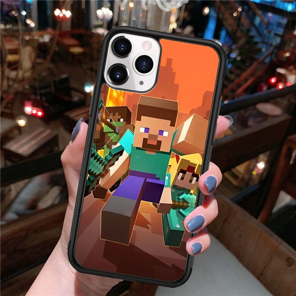 Ss-Minnecrafft-cc Phone Case Silicone PC+TPU Case For iPhone 14 11 12 13 Pro Max 8 7 6 Plus X XR Hard Fundas
