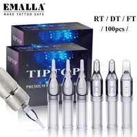 emalla 100pcs disposable transparent tattoo nozzle tips clear grey plastic sterile rtdtft permanent makeup needle tubes supply