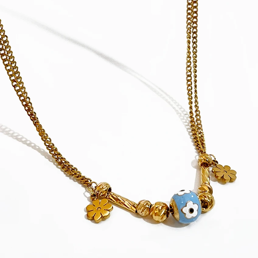 Женское Ожерелье с эмалью и шариком Peri'sBox Ювелирное Украшение из нержавеющей