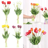 beautiful diy craft silicone flores artificiales tulips bouquet 5 heads stems room decoration artificial flowers