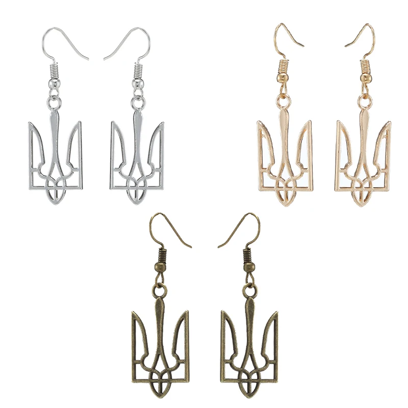 Украинские Висячие серьги для женщин винтажные полированные украинские символы