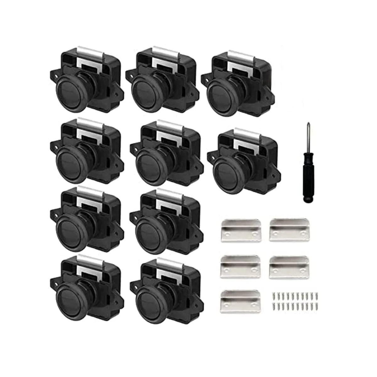 

Pack Of 10 Locks, Metal Push Button Door Locks Furniture Locks Cabinet Locks Cabinet Locks Door Locks, Black