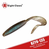 eight claws soft worm baits flexible long tail 122mm 7g plastic soft artificial bass lifelike fishing lure jigging wobbler