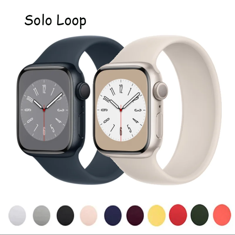 

Solo Loop For Apple Watch Band 49mm 40mm 44mm 41mm 38mm 42mm 45mm Elastic Silicone bracelet iWatch series 3 4 5 6 se 7 8 ultra
